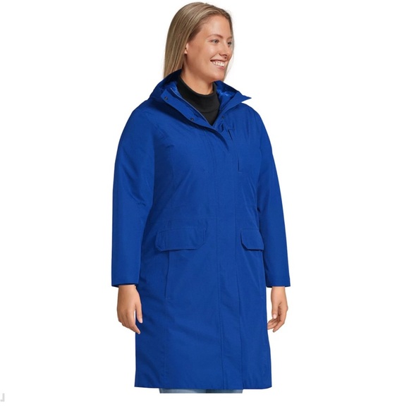 Lands End Women's Insulated Waterproof Raincoat Jacket Coat blue plus size 1x - Picture 4 of 17